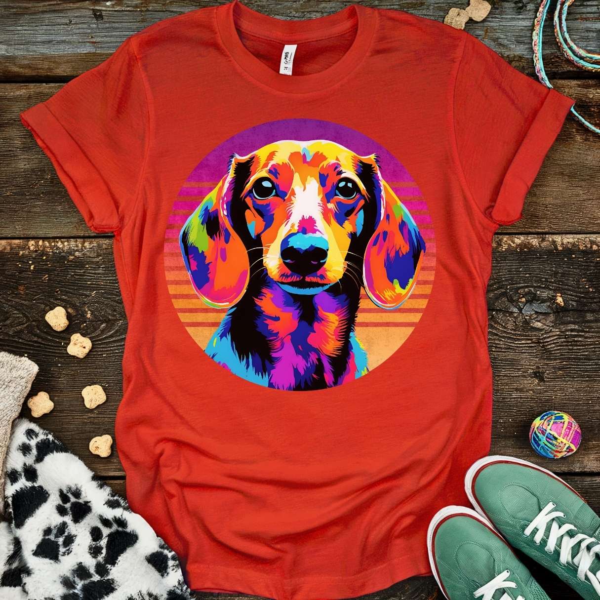 Neon Dachshund T-Shirt Red / S T-Shirt