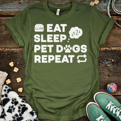 Pet Dogs Repeat T-Shirt Military Green / S T-Shirt