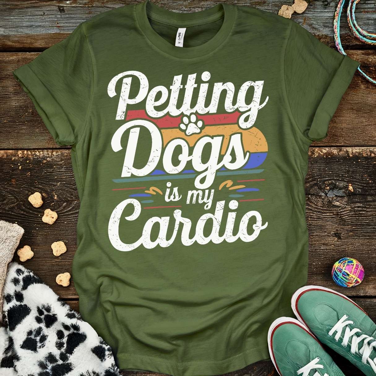 Petting Dogs Vintage T-Shirt Military Green / S T-Shirt