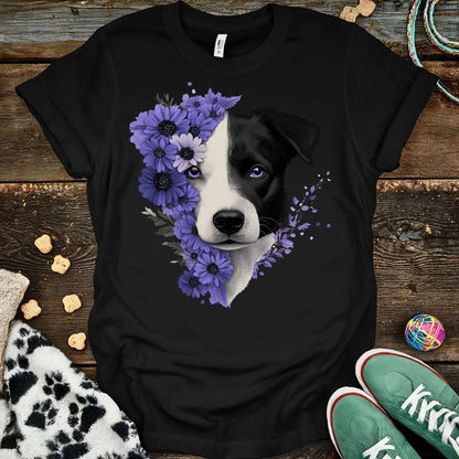 Purple Flower T-Shirt Black / S T-Shirt