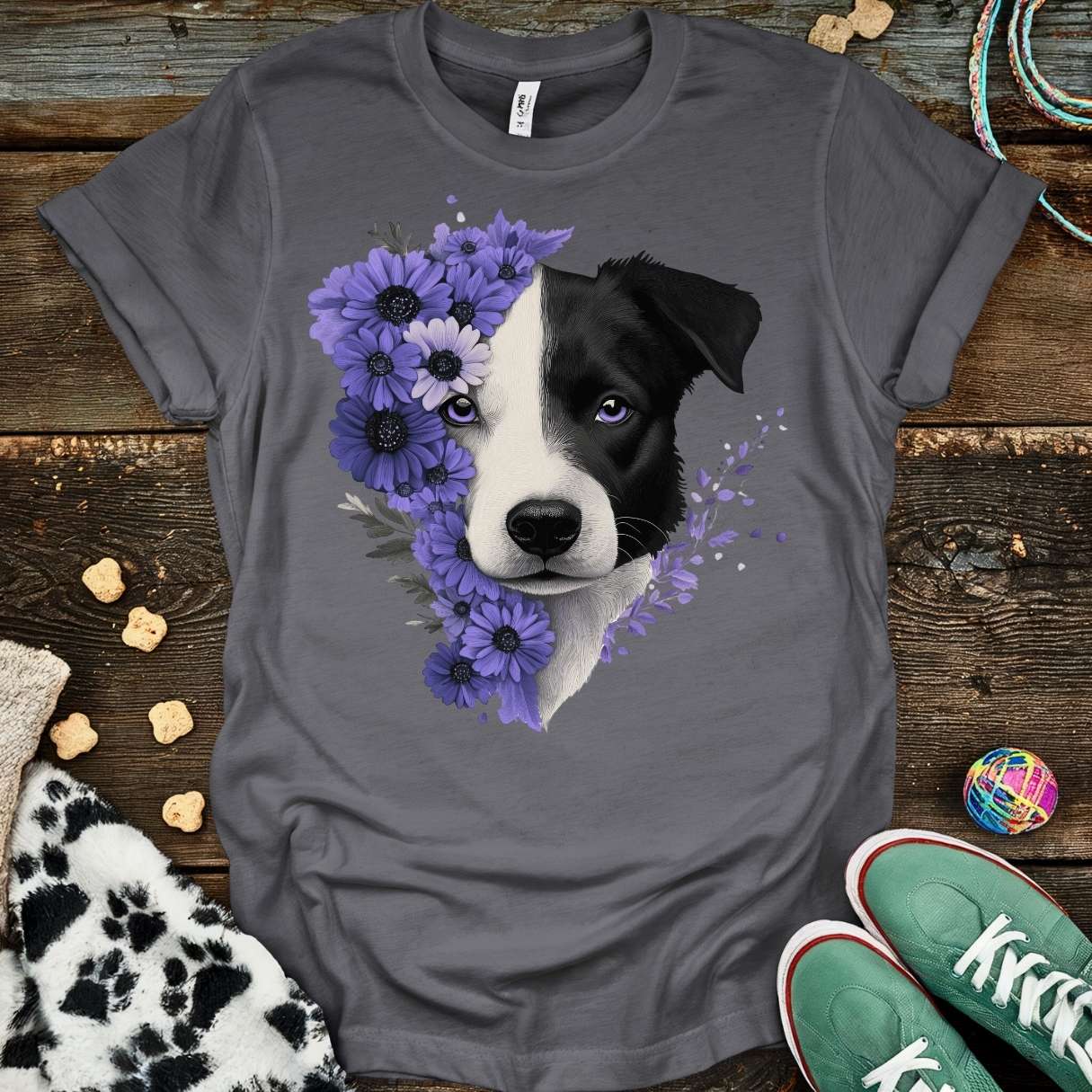 Purple Flower T-Shirt Charcoal / S T-Shirt