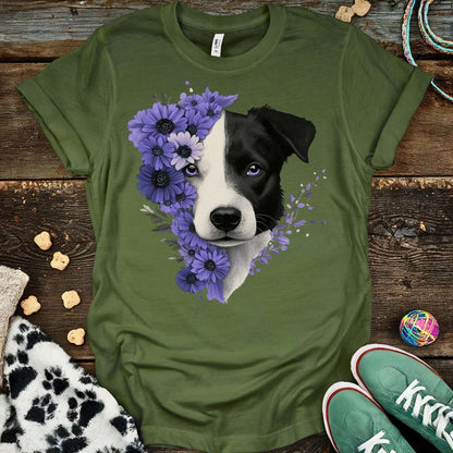 Purple Flower T-Shirt Military Green / S T-Shirt