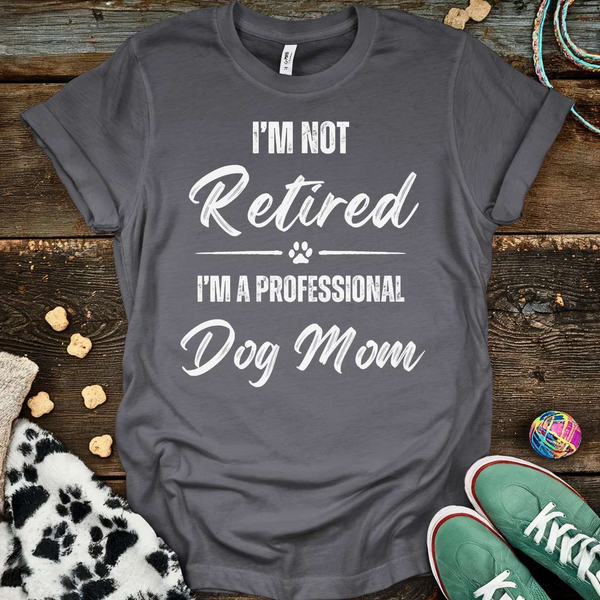 Retired Dog Mom T-Shirt Charcoal / S T-Shirt