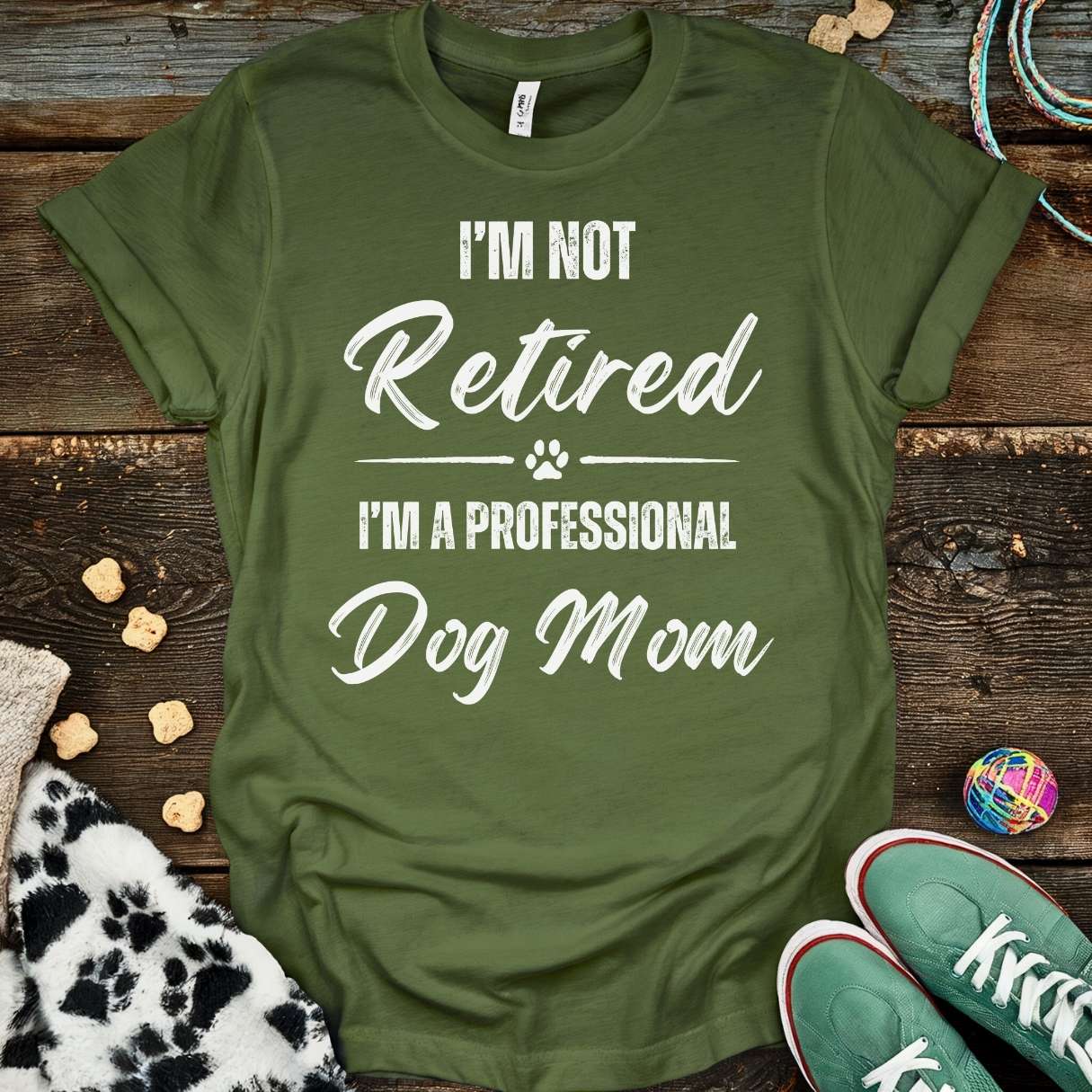 Retired Dog Mom T-Shirt Military Green / S T-Shirt