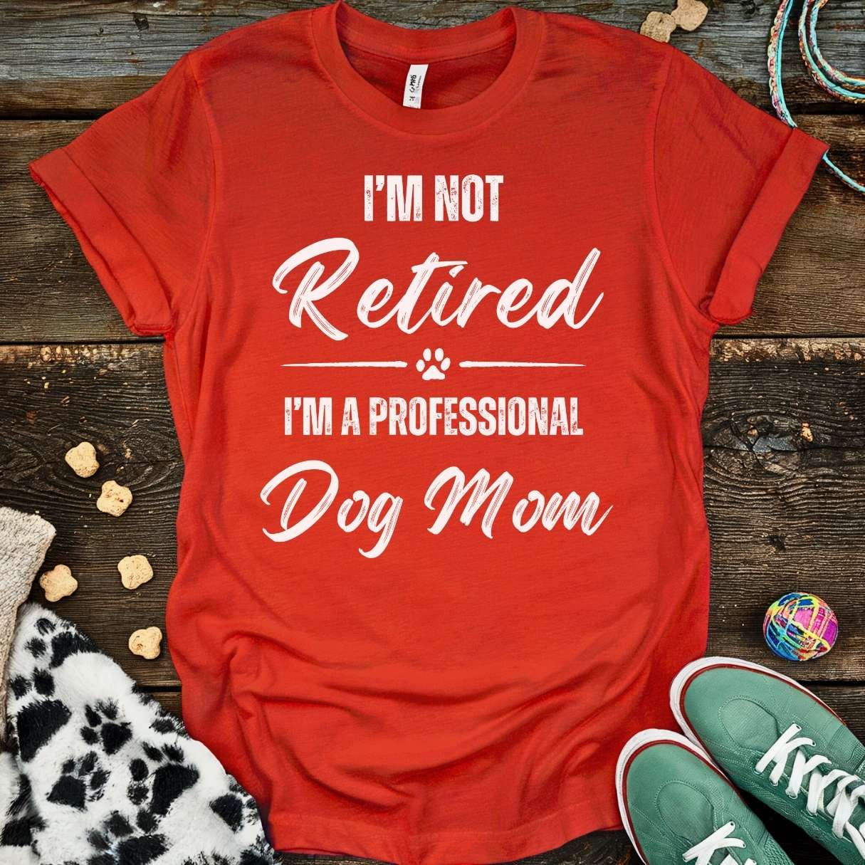 Retired Dog Mom T-Shirt Red / S T-Shirt