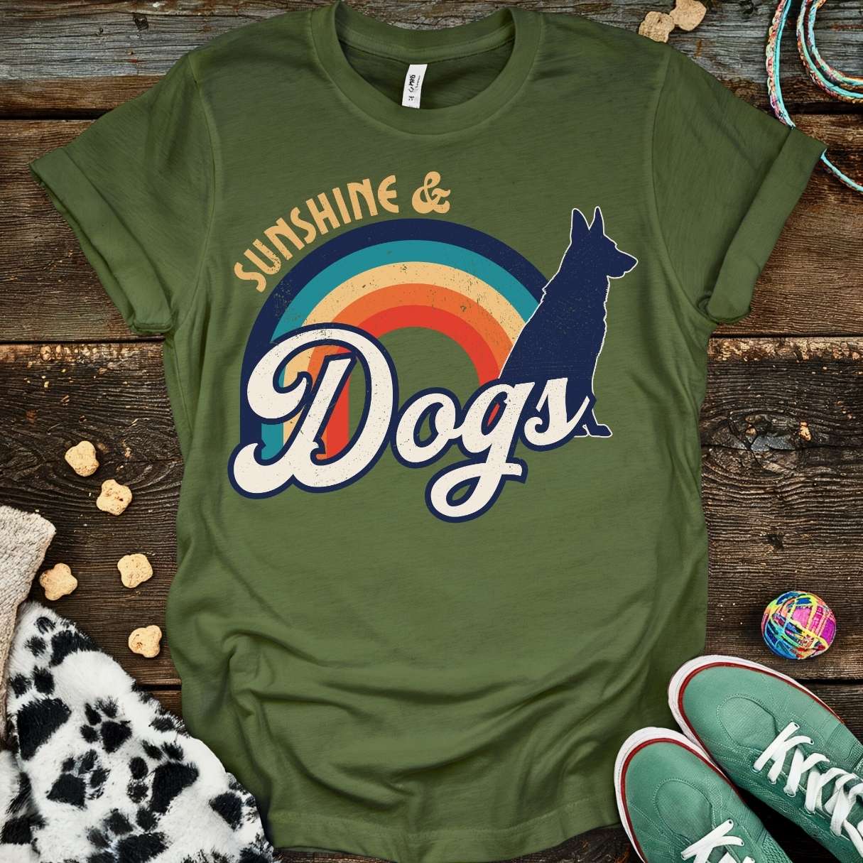 Sunshine Retro T-Shirt Military Green / S T-Shirt